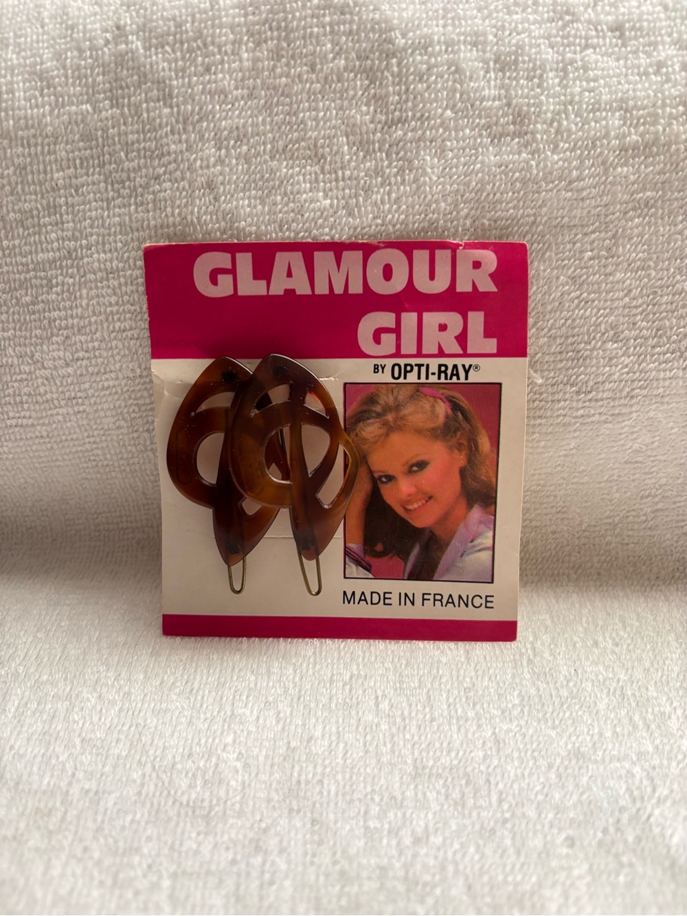 New vintage Glamour Girl by Opti-Ray Hair Clips / barrettes Made in France